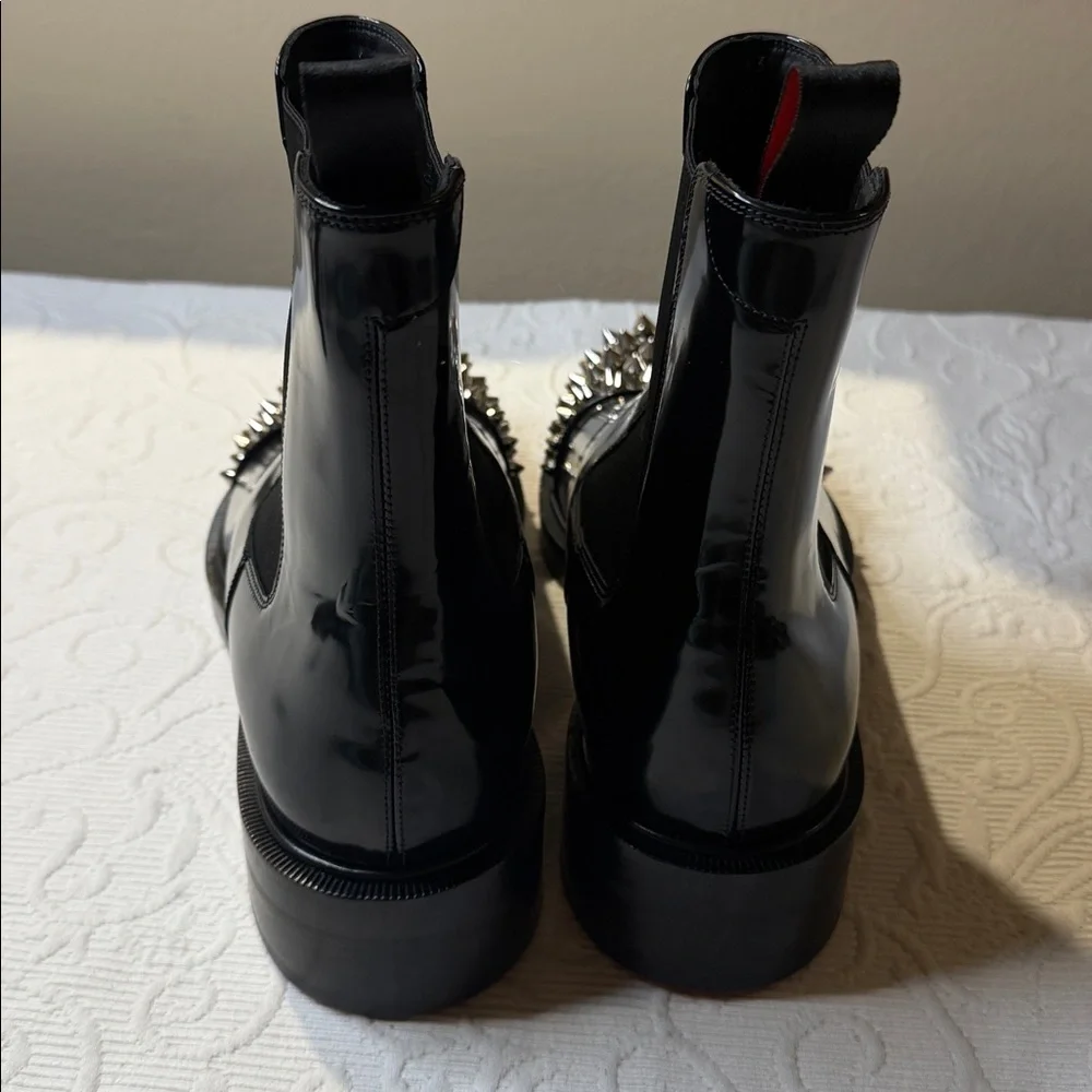 Christian Louboutin Melon Spike Chelsea Black Studded Boots - Picture 12 of 17